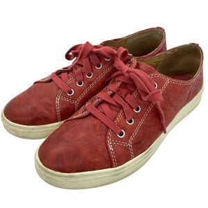 Sofft Baltazar Leather Lace Up Comfort Sneaker Women's 8.5 Red Distressed
